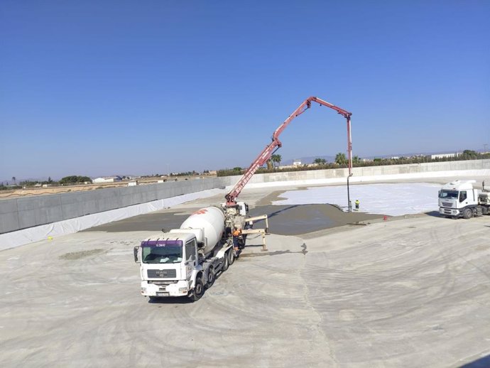 Avance de las obras del tanque de tormentas de Torre Pacheco, que está ejecutando la Comunidad.