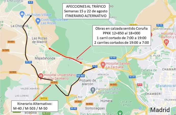 Las obras en la A-6 volverán a provocar cortes la semana que viene