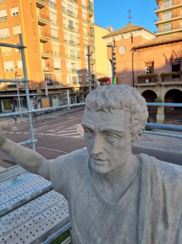 Situación de la estatua de Quintiliano en Calahorra tras su restauración