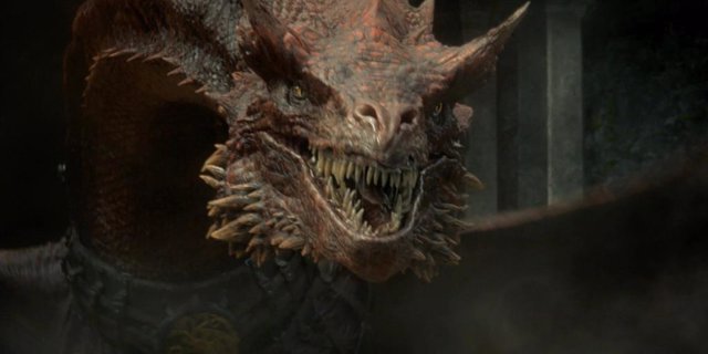 Escena del dragón Caraxes en 'La Casa del Dragón'.