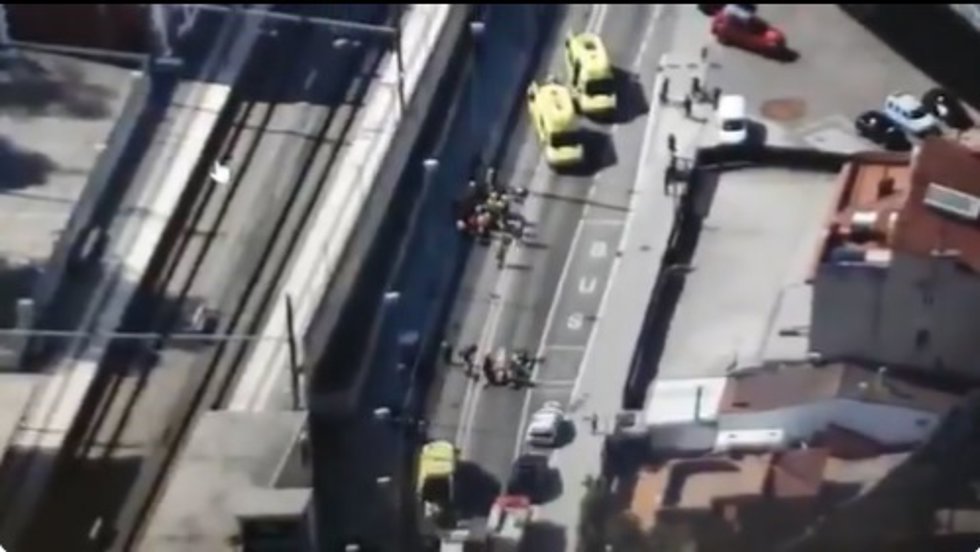Lugar donde un coche ha arrollado a ocho ciclistas