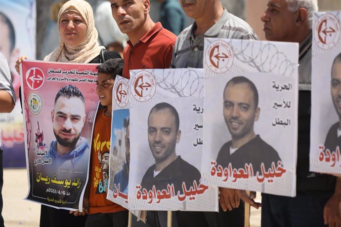 Una protesta en solidaridad con los presos en detención administrativa en Gaza
