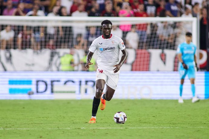 Tanguy Nianzou of Sevilla FC in action during the spanish league, La Liga Santander, football match played between Sevilla FC and Real Valladolid at Ramon Sanchez Pizjuan stadium on August 19, 2022, in Sevilla, Spain.