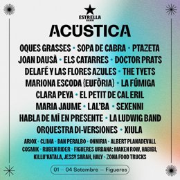 Cartel de artistas del festival de música catalana Acústica