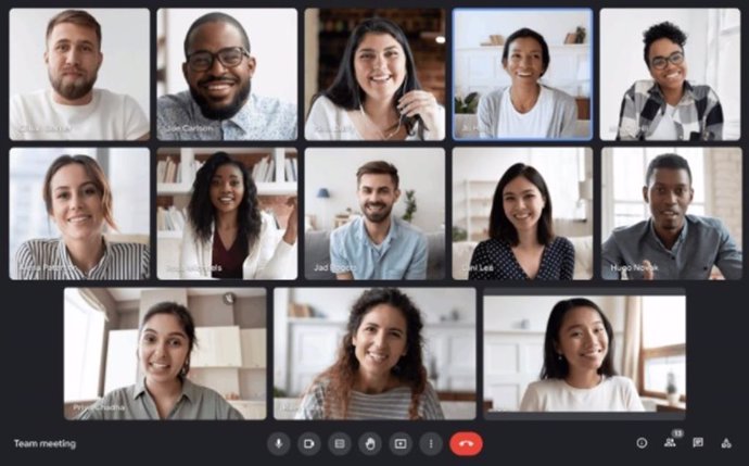 Captura de una videollamada grupal en Google Meet