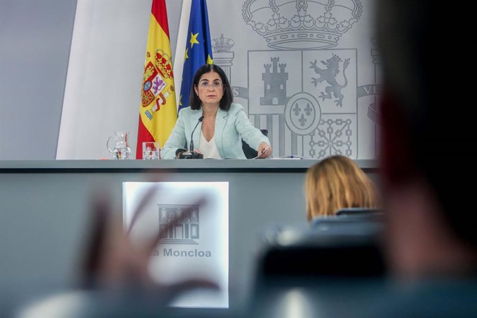 Archivo - Arxiu - La ministra de Sanitat, Carolina Darias, ofereix una roda de premsa per informar dels assumptes tractats en el Consell Interterritorial del SNS (CISNS), en la Secretaria d'Estat de Comunicació, Complex de la Moncloa, a 20 de juliol de 