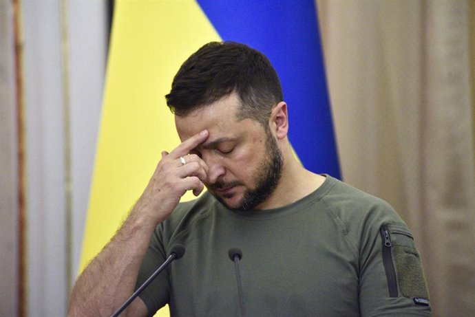 18 August 2022, Ukraine, Lviv: Ukrainian President Volodymyr Zelensky attends a joint press conference with Turkish President Tayyip Erdogan and UN Secretary-General Antonio Guterres. Photo: -/Ukrinform/dpa