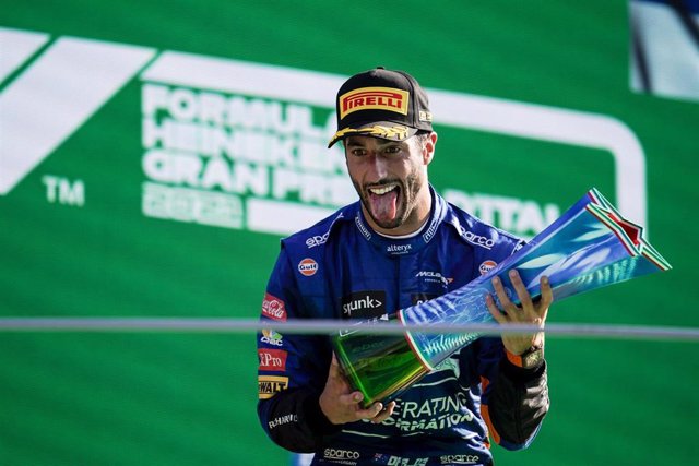 Archivo - Daniel Ricciardo celebra su victoria con McLaren en el Gran Premio de Italia de 2021
