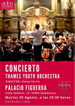 Cartel anunciador del concierto del 30 de agosto en el Casino de Salamanca.