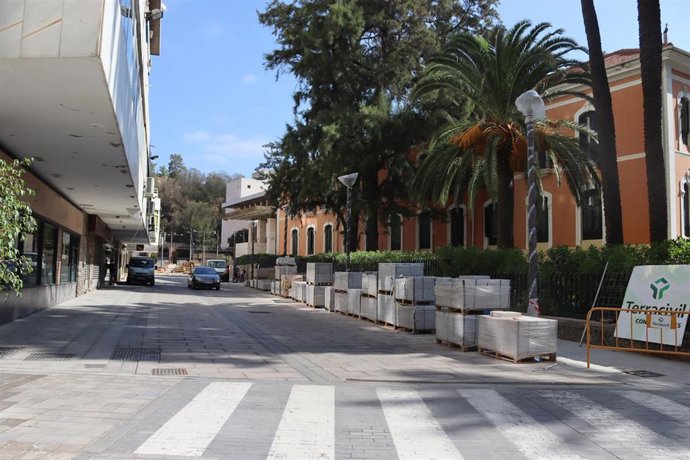 Imagen de las obras en la calle Palos y aleadaños.