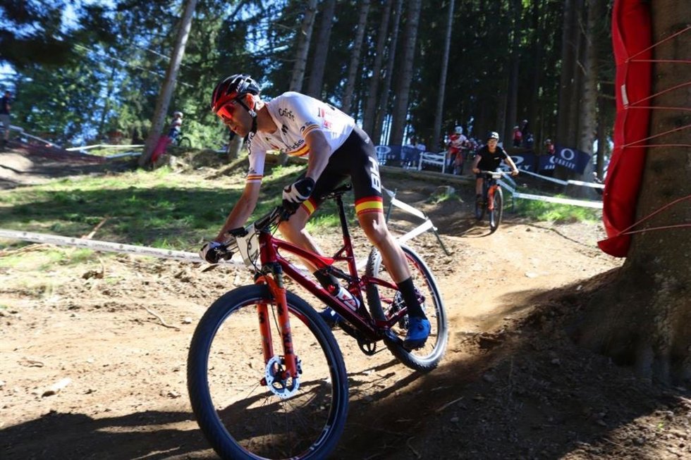 David Valero, durante la prueba de Team Relay del Mundial de Les Gets