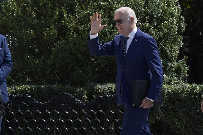 24 August 2022, US, Washington: US President Joe Biden arrives to White House at South Lawn/White House in Washington. Photo: Lenin Nolly/ZUMA Press Wire/dpa