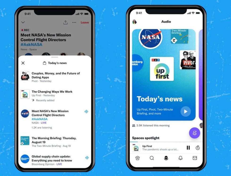 La nueva interfaz de Spaces, que integra ahora Podcasts