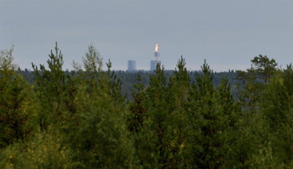Quema de gas en la planta rusa de Portovaya