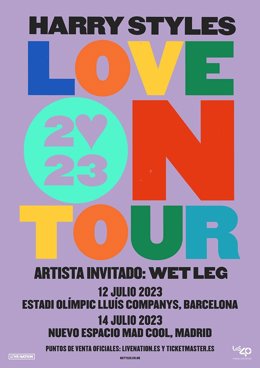 Cartell dels concerts d'Harry Styles a Barcelona i Madrid al juliol de 2023