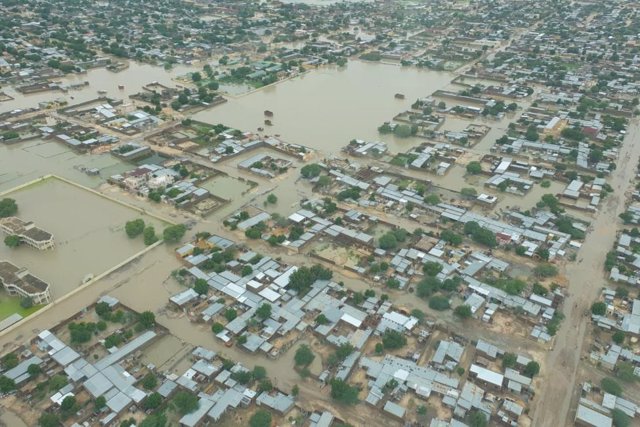 Una zona de Yamena, capital de Chad, anegada por las lluvias