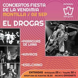 Cartel de los conciertos de la Fiesta de la Vendimia de Montilla de 2022.