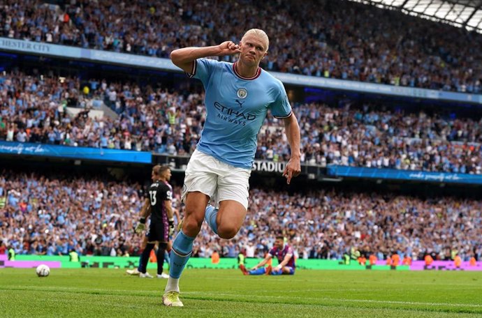 Erling Haaland celebra su primer 'hat-trick' como jugador del Manchester City