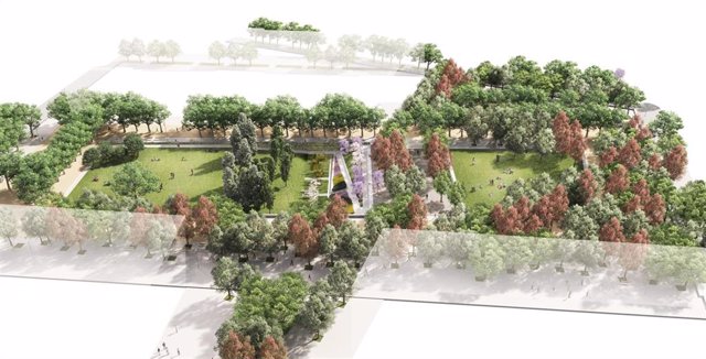 Imagen del nuevo parque de les Tretze Roses, que tendrá 21.000 metros cuadrados en el barrio de la Marina del Prat Vermell, en el distrito de Sants-Montjuïc
