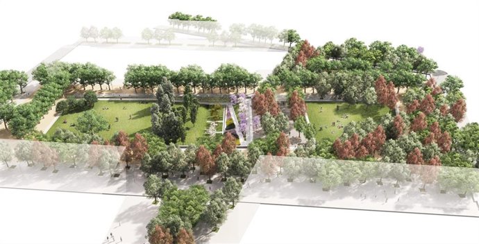 Imagen del nuevo parque de les Tretze Roses, que tendrá 21.000 metros cuadrados en el barrio de la Marina del Prat Vermell, en el distrito de Sants-Montjuc