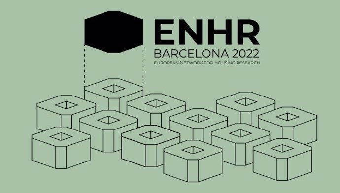 Logo de l'European Network for Housing Research 2023, una trobada europea anual sobre polítiques d'accés a l'habitatge que se celebrar a Barcelona del 30 d'agost al 2 de setembre
