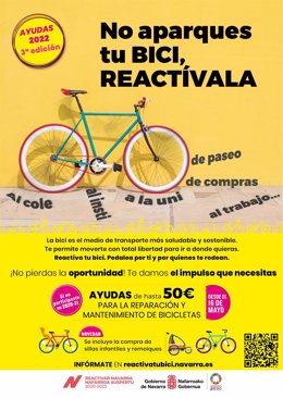 Campaña del Gobierno de Navarra para animar a la ciudadanía a participar en un programa de reparación de bicicletas.