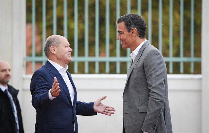 Pedro Sánchez, este martes con el canciller alemán.