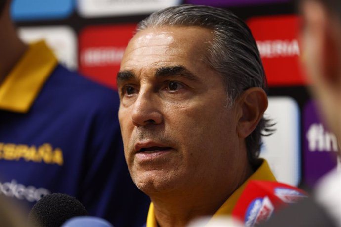 Sergio Scariolo, coach, attends during the training session of Spain Basketball Team celebrated at Movistar Academy Magarinos pavilion on August 08, 2022, in Madrid, Spain.