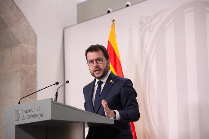 Imagen de archivo - El presidente de la Generalitat, Pere Aragons, comparece tras la celebración del Consell Executiu en el Palau de la Generalitat, a 2 de agosto de 2022, en Barcelona, Catalunya (España).