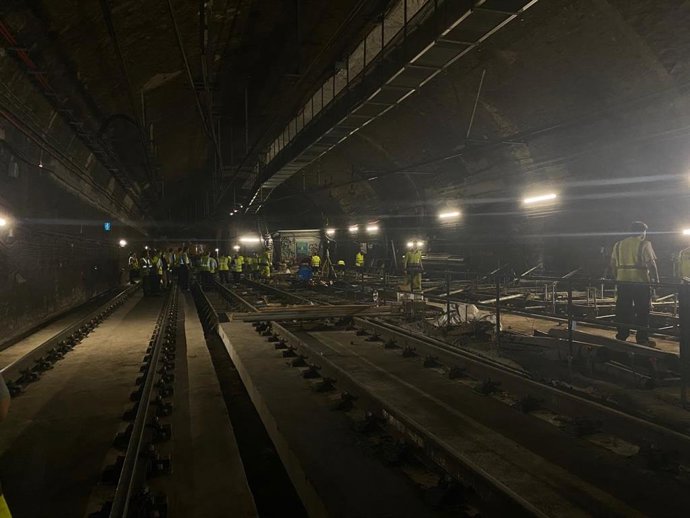 Archivo - Obres al túnel de la L5 del Metro de Barcelona