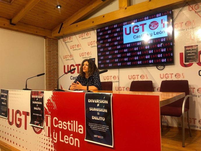UGT presenta la campaña informativa sobre la sumisión química de cara a las numerosas fiestas en Castilla y León.