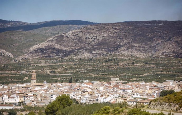 Zona calcinada del incendio forestal que va desde Alcublas hasta las poblaciones de Bejis, Teresa, Toras y Altura en la comarca del Alto Palancia (Castellón)