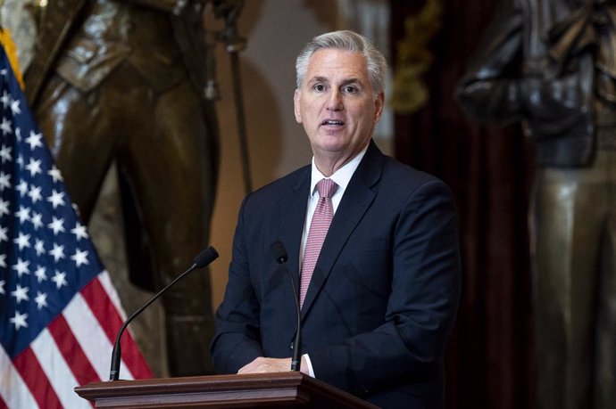 Archivo - 27 July 2022, US, Washington: Minority Leader of the United States House of Representatives Kevin McCarthy speaks at the dedication of a statue of Amelia Earhart in Statuary Hall at the US Capitol. Photo: Michael Brochstein/ZUMA Press Wire/dpa