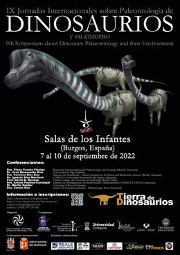 Cartel de la exposición de las IX Jornadas Internacionales sobre Paleontología de Dinosaurios.