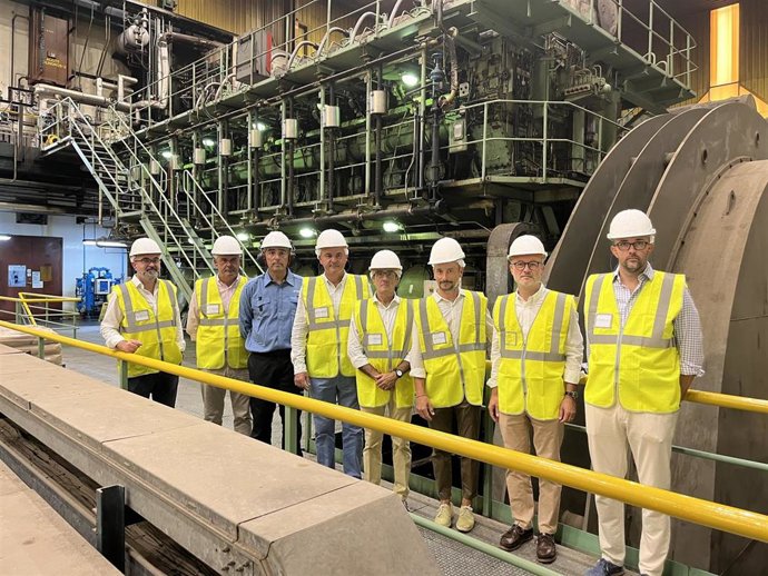 El vicepresidente del Govern, Juan Pedro Yllanes, junto al presidente del Consell de Ibiza,Vicent Marí Torres; el director general de Endesa en Baleares, Martí Ribas, yel director de la central de Ibiza, Ricardo Gil, entre otros