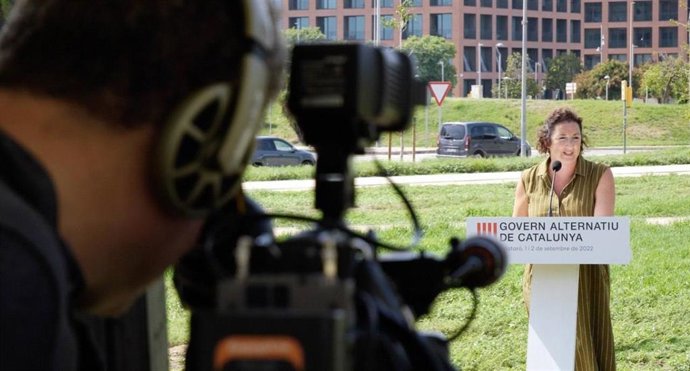 La portavoz del PSC en el Parlament, Alícia Romero, en rueda de prensa en Mataró