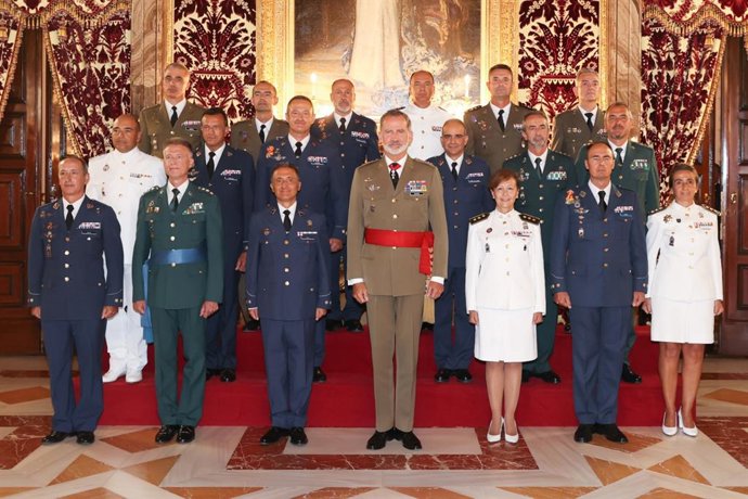 El Rey Felipe VI recibe a un grupo de coroneles y capitanes de navío