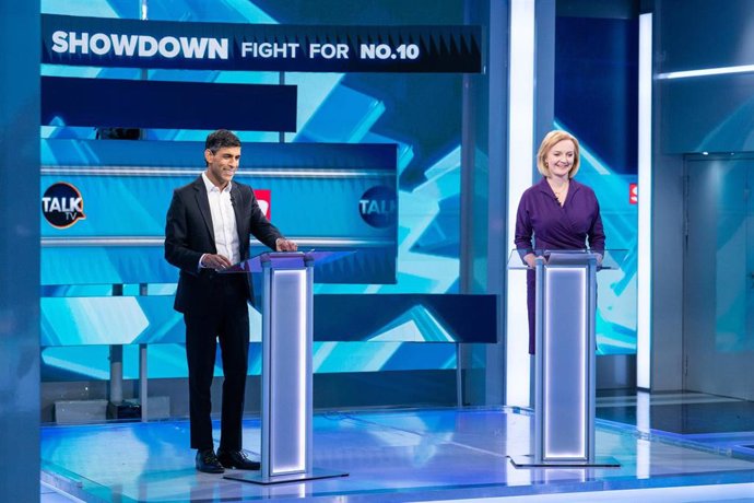 Archivo -  Rishi Sunak y Liz Truss, en un debate durante las primarias