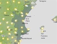 Riesgo amarillo por tormentas en el interior de Castellón y temperaturas en descenso en Valencia y Alicante este sábado
