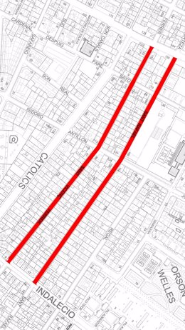 Plano de los tramos a asfaltar el próximo lunes en el barrio palmesano de Son Canals