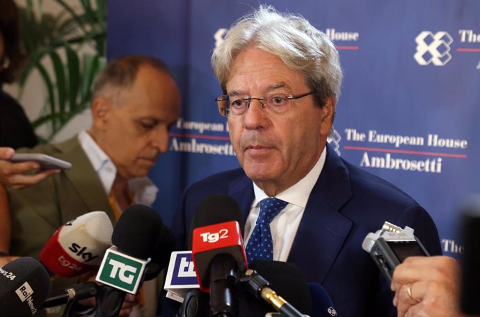 El comisario de Economía de la UE, Paolo Gentiloni, en el Foro Ambrosetti en Cernobbio, Italia