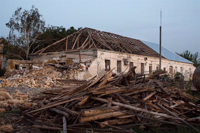 Un edificio destruido en la región de Mikolaiv, en Ucrania