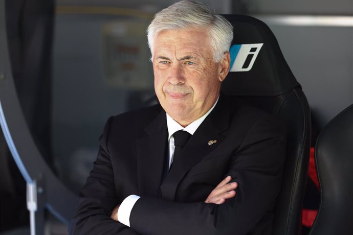 Carlo Ancelotti, head coach of Real Madrid, looks on during the Spanish League, La Liga Santander, football match played between Real Madrid and Real Betis Balompie at Santiago Bernabeu stadium on September 03, 2022 in Madrid, Spain.