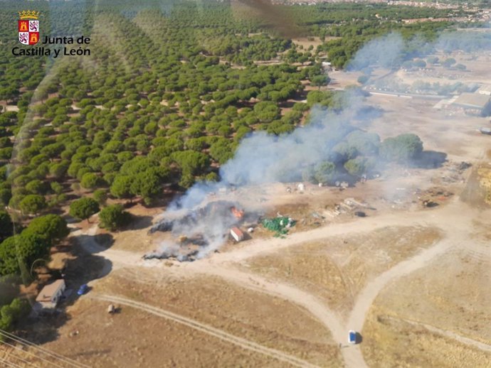 Incendio en Tudela de Duero (Valladolid).