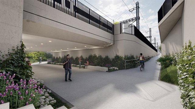 Imagen del proyecto del paso de peatones y bicicletas que unirá Padre Claret y Delicias.