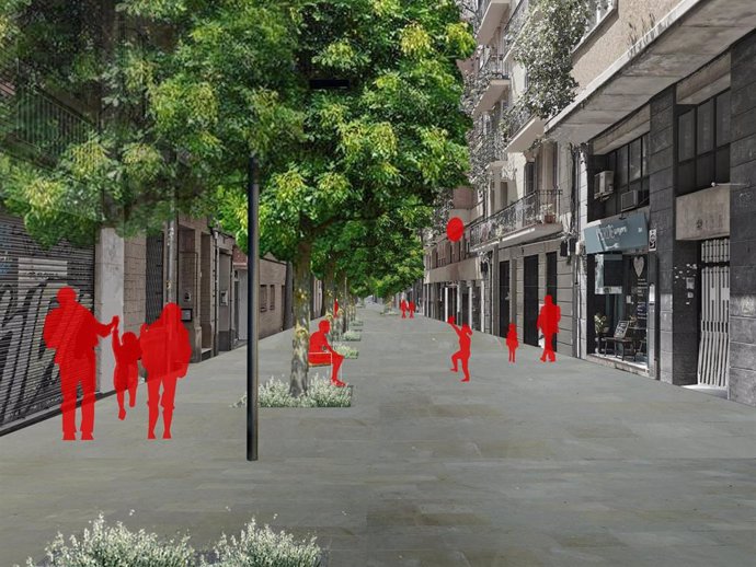 Imagen de la futura calle Galileu, entre la avenida Madrid y la calle de Can Bruixa del distrito de Les Corts de Barcelona