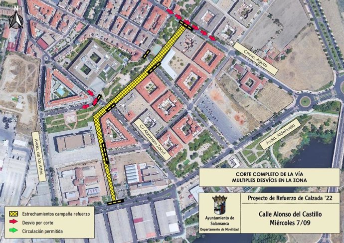 Las zonas de Prosperidad y La Vega de Salamanca sufrirán cortes de tráfico el martes y miércoles por obras de renovación
