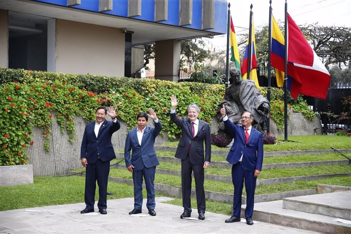 Líderes de la Comunidad Andina de Naciones (CAN): el pesidente peruano, Pedro Castillo, junto a sus homólogos de Bolivia, Luis Arce; Colombia, Gustavo Petro; y de Ecuador, Guillermo Lasso.