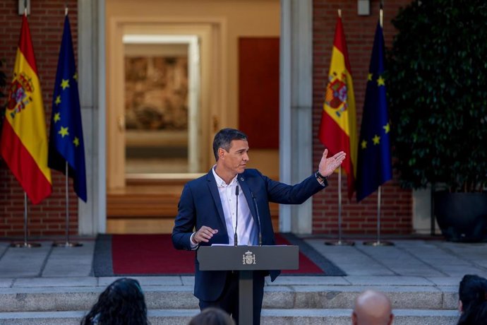 El presidente del Gobierno, Pedro Sánchez, inaugura el curso político, en el Palacio de La Moncloa, a 5 de septiembre de 2022, en Madrid (España). 