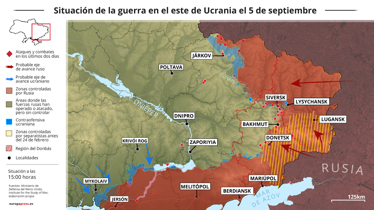 Situación de la guerra de Ucrania, 5/09/2022